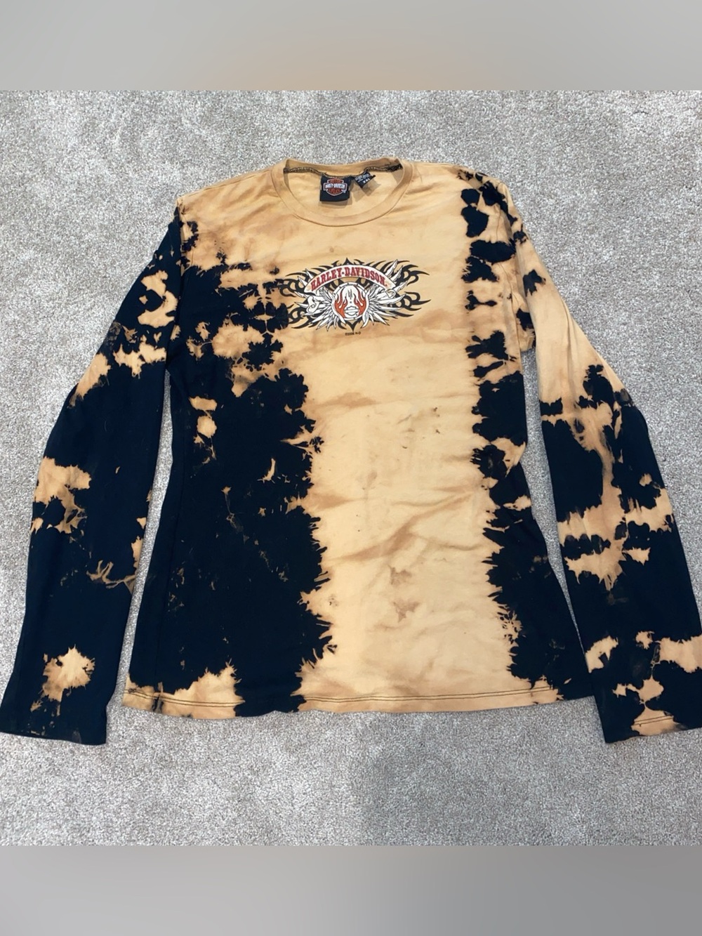 Vintage 2006 Harley Davidson Long Sleeve‎ Bleach Dye Wash Shirt Woman’s XXL WA